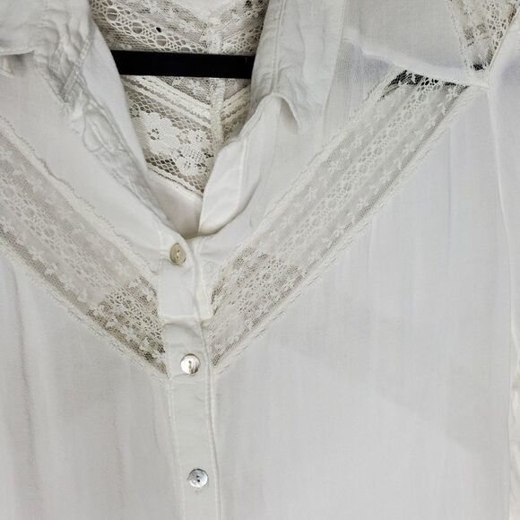 Free People Wild Wind white lace blouse small - Picture 7 of 10